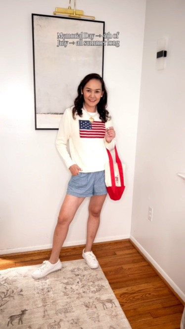 I love a themed outfit… but only if I can actually wear it more than once 😂🇺🇸

This felt like the perfect balance of festive, casual, and comfortable without trying too hard. Honestly the kind of outfit I’d wear for a Trader Joe’s run, summer BBQ, travel day, or fireworks later that night.

And yes… I’ll definitely be rewearing this for Memorial Day and the 4th of July.

Everything is easy to mix and match too, which is always my goal when building summer outfits in my 40s

Memorial Day outfit, 4th of July outfit ideas, summer outfit for women over 40, patriotic outfit ideas, casual summer outfit, Americana style outfit, red white and blue outfit, mom summer fashion, cute casual outfit ideas, Trader Joe’s outfit, relaxed summer style, summer capsule wardrobe, millennial mom fashion, comfortable summer outfits, casual chic outfit

#LTKootd