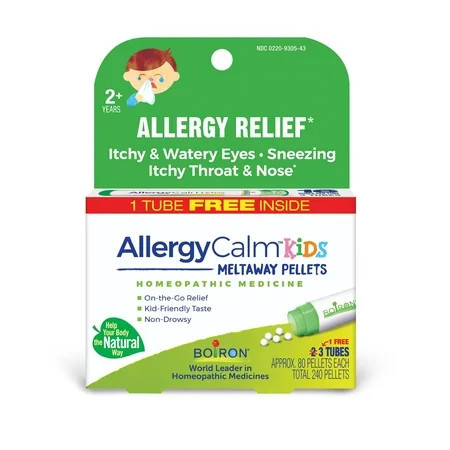 Boiron AllergyCalm Kids Pellets, Homeopathic Medicine for Allergy Relief, Itchy & Watery Eyes, Sneezing, Itchy Throat & Nose, 3 x 80 Meltaway Pellets | Walmart (US)