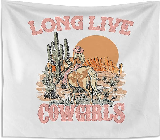 Knibeo Western Cowgirl Wall Tapestry - 50x60 Inch Country Tapestry for Teen Girls' Room Decor, Co... | Amazon (US)