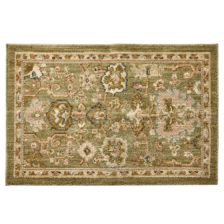 Better Homes and Garden Modern Oushak Low Pile Stain and Fade Resistant Indoor Accent Rug, Green,... | Walmart (US)