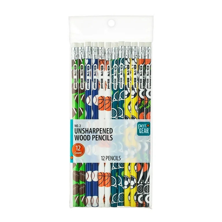 Pen+Gear #2 HB Unsharpened Pencils, 12 Count – Sports-Themed Barrels, Assorted Colors | Walmart (US)