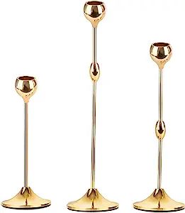 MOUGIGI Gold Candle Holders Set of 3 for Taper Candles, Modern Candlestick Holder for Home Decor,... | Amazon (US)