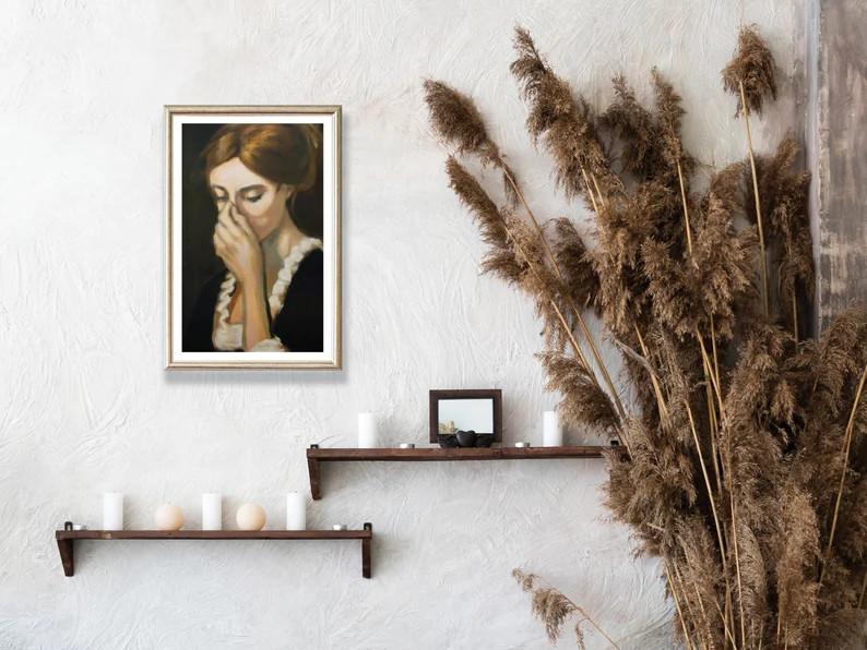 Funny Bathroom Art Wall Decor Lady Classical Painting Vintage Midcentury Style Poster Print Toile... | Etsy (US)