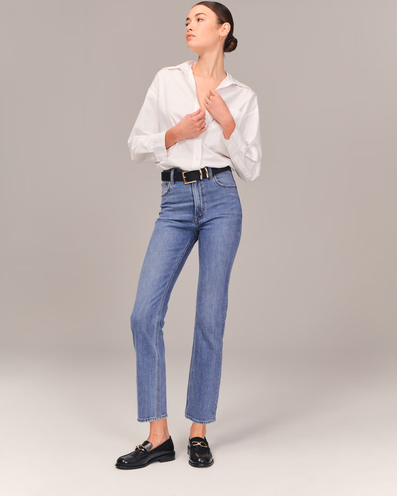 Women's Ultra High Rise Ankle Straight Jean | Women's Bottoms | Abercrombie.com | Abercrombie & Fitch (US)