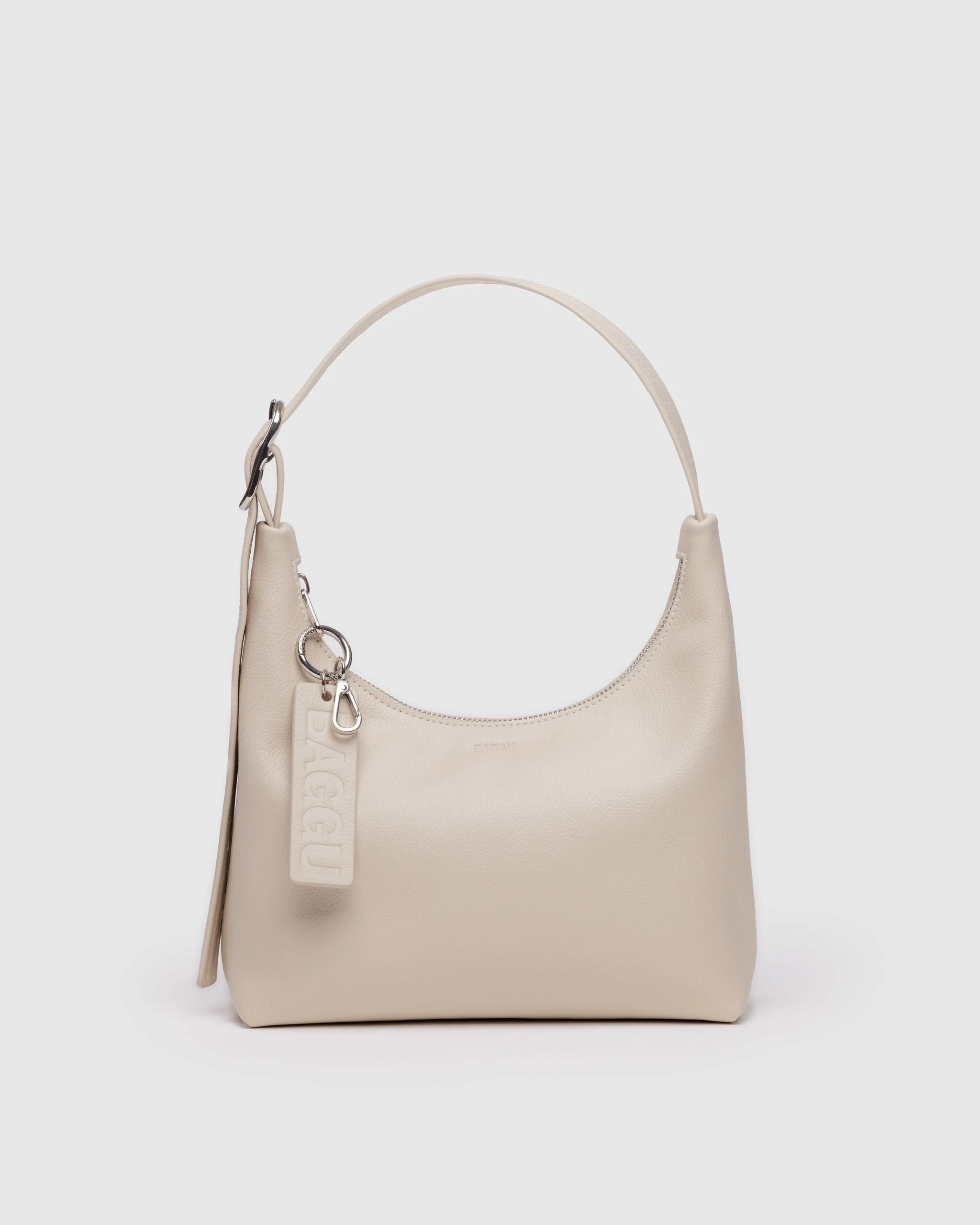Mini Recycled Leather Shoulder Bag Stone - Baggu | BAGGU