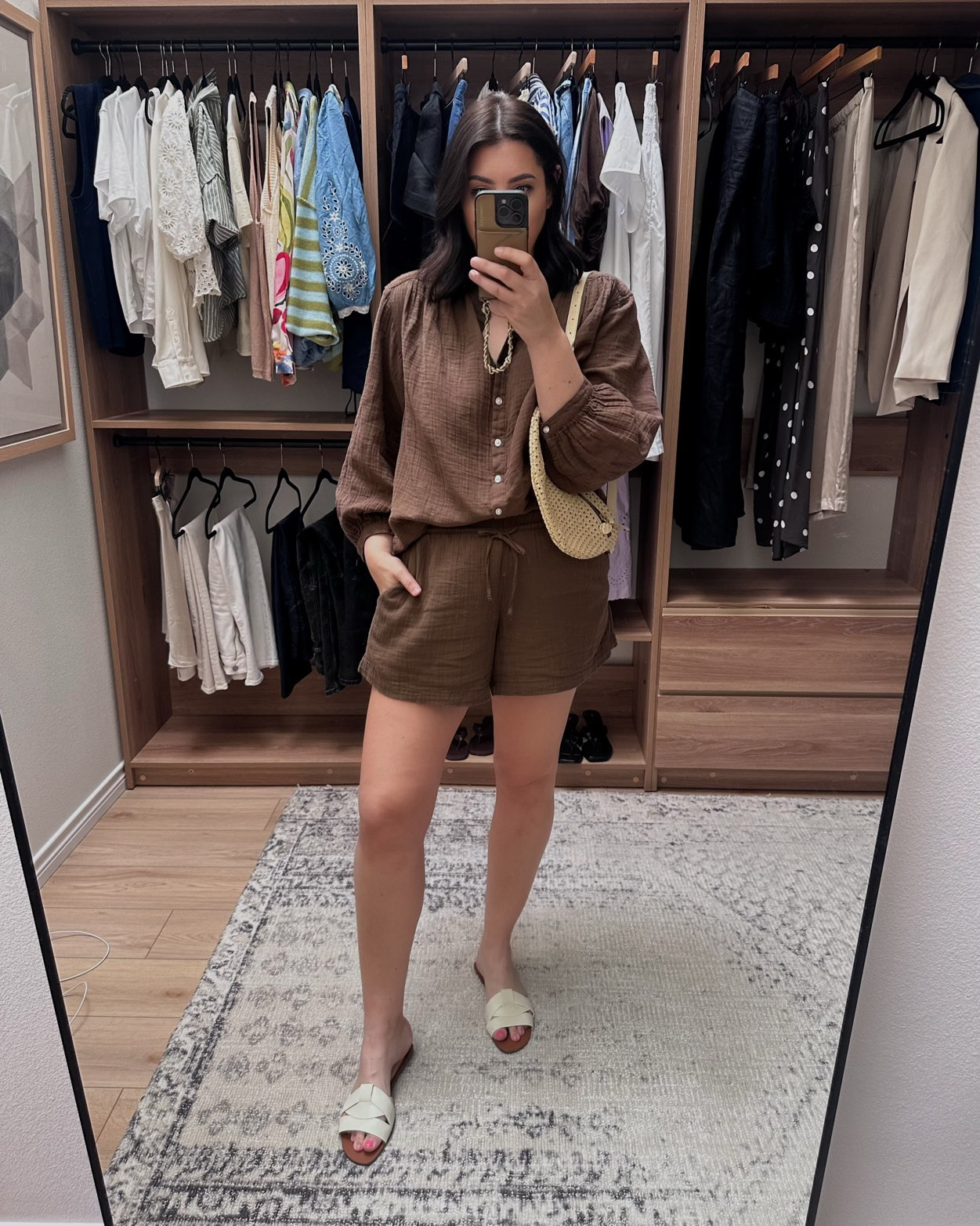 My Gap set is on sale finally! 40% off this weekend! I'm in the medium of the top, runs big, and in the large of the shorts, true to size.  

 