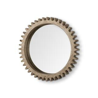 Mercana Medium Round Brown Hooks Mirror (35.0 in. H x 35.0 in. W) | The Home Depot