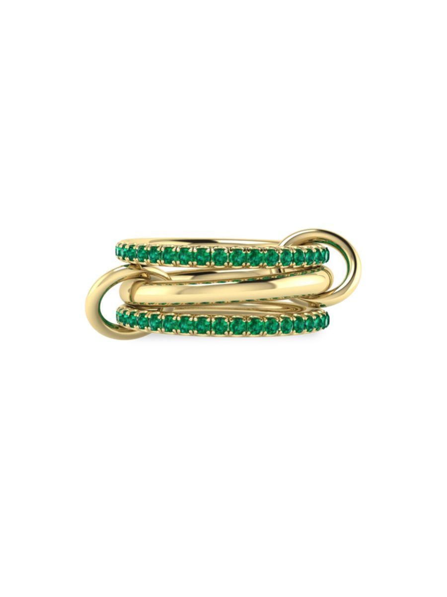 18K Yellow Gold & Emerald Triple-Band Ring | Saks Fifth Avenue