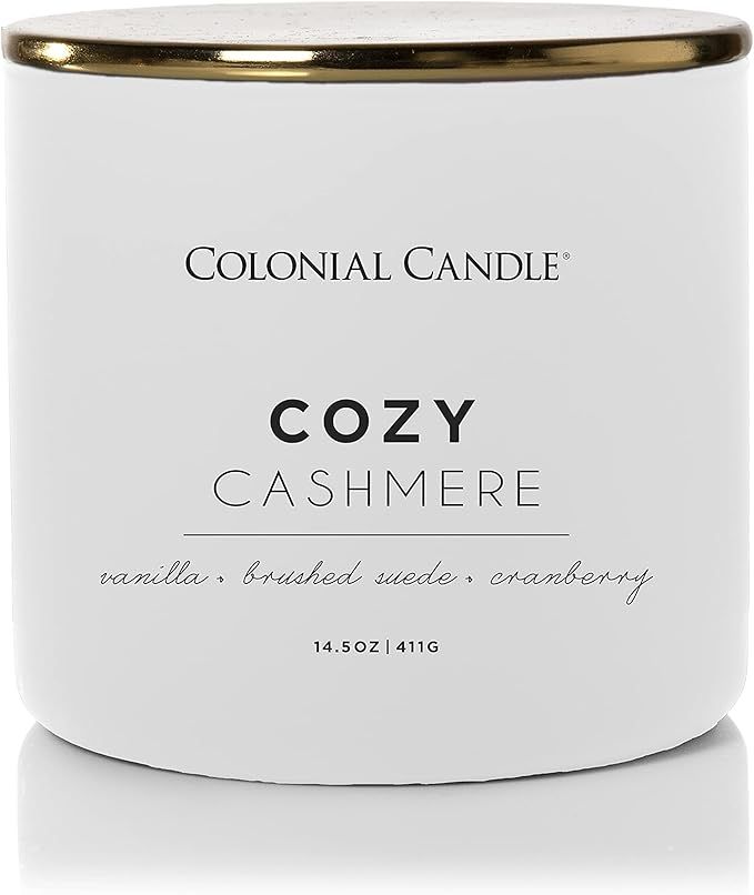 Pop of Color by Colonial Candle Scented Jar Candle, Cozy Cashmere, Grey, 3 Wick, 14.5oz | Amazon (US)
