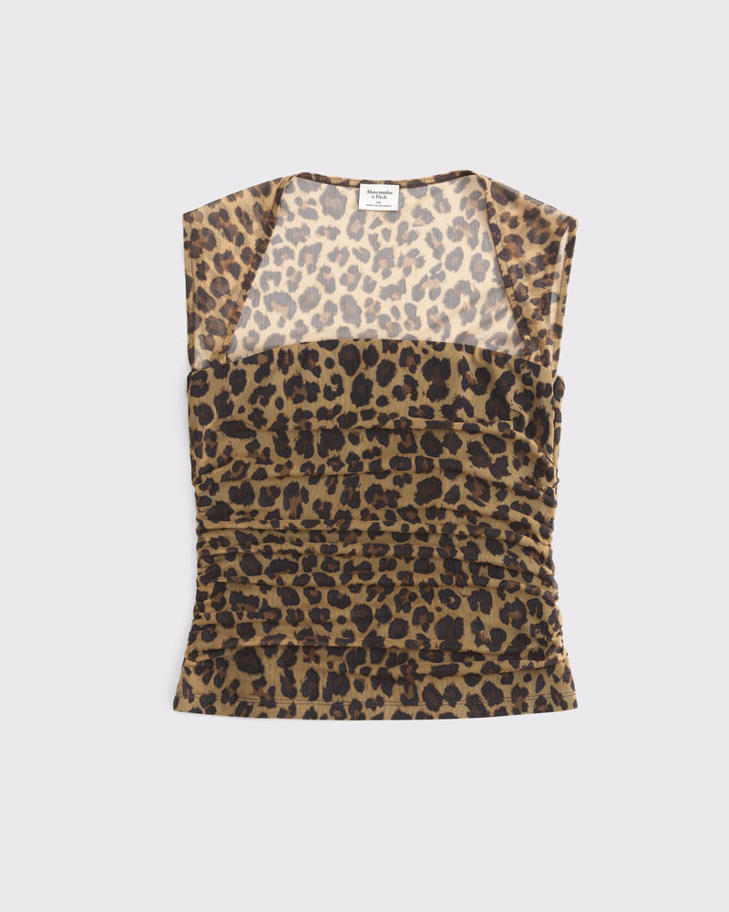 Abercrombie & Fitch Women's The A&F Ava Mesh Top in Leopard Print - Size XXS | Abercrombie & Fitch (US)