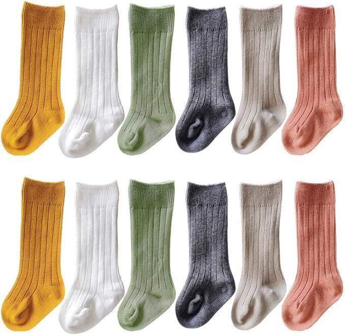QandSweat Unisex-Baby Knee High Socks Seamless Toddler Boy Girls Cotton Uniform Stockings | Amazon (US)
