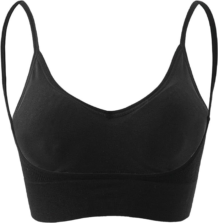 Anmose Sports Bras Tank top Low Back Sleep Bra Seamless Without Steel Ring V Neck Cami Everyday Back | Amazon (US)