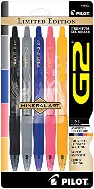 Pilot G2 Mineral Art Limited Edition Retractable Gel Pens, Fine Point, Assorted Ink, 5/Pack | Amazon (US)