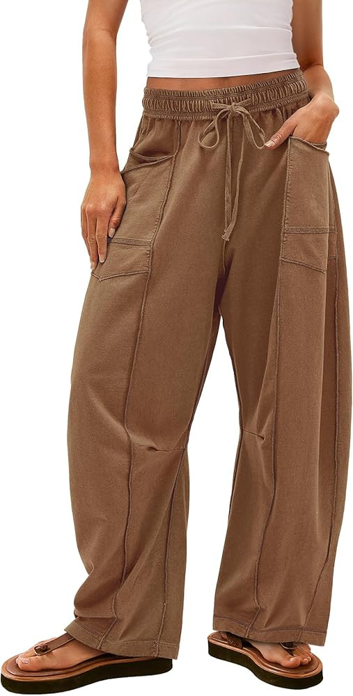 Yanekop Womens Baggy Wide Leg Pants Casual Fall Trousers Palazzo Pants Drawstring Waist Barrel Sw... | Amazon (US)