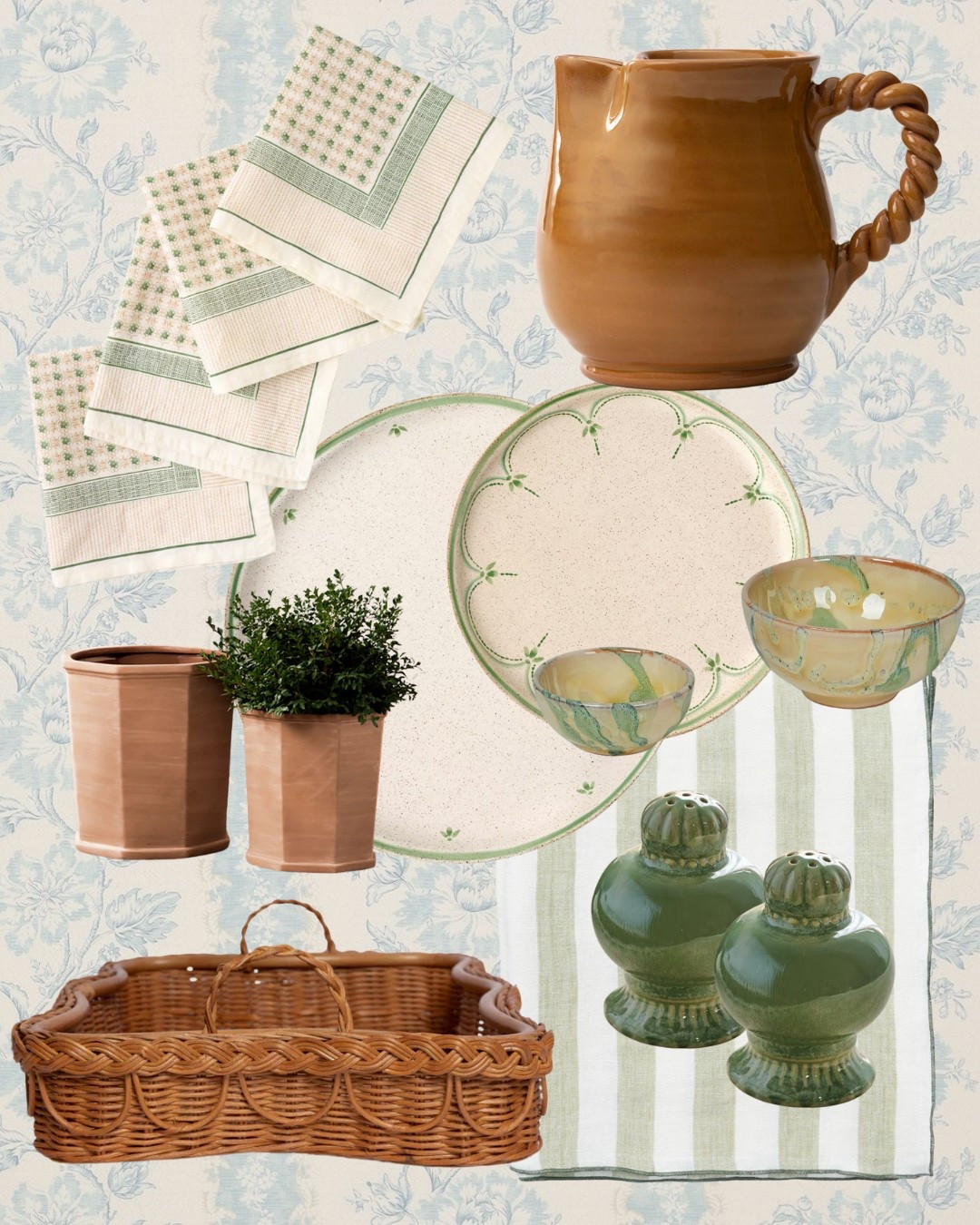Green stripes and block print pair perfectly with deep terracotta and wicker for a springtime table and kitchens

#LTKSeasonal #LTKHome #LTKFindsUnder100