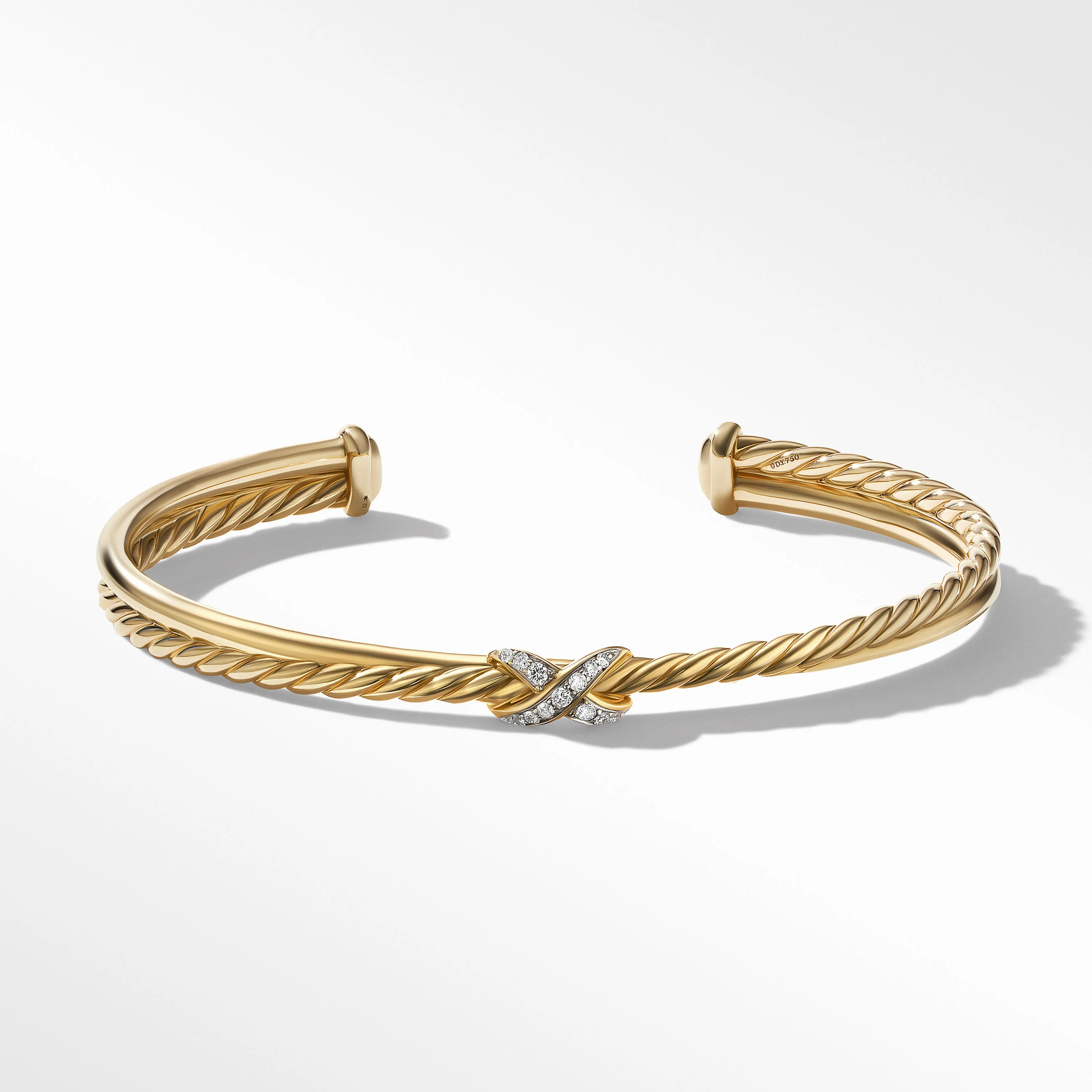 David Yurman | Petite X Station Bracelet in 18K Yellow Gold with Pavé Diamonds | David Yurman