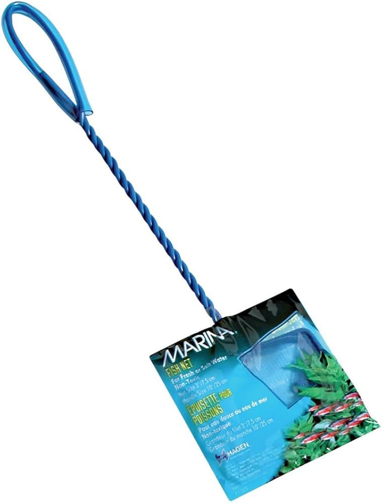 Marina 5-Inch Blue Fine Nylon Net with 10-Inch Handle, Aquarium Maintenance Tool, Blue, 11275 | Amazon (US)