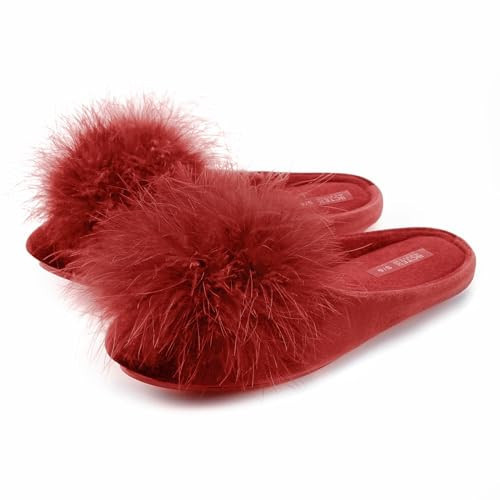 BCTEX COLL Women's Cozy Velvet Memory Foam House Slipper, Ladies Fuzzy Bedroom Slipper Non-slip Sole(red9-10) | Amazon (US)