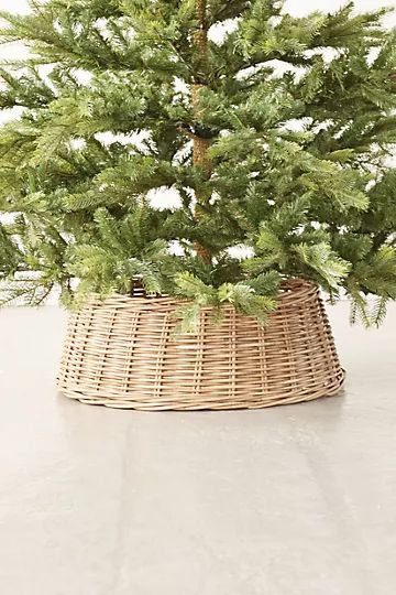 Wicker Basket Tree Skirt, Gray | Anthropologie (US)