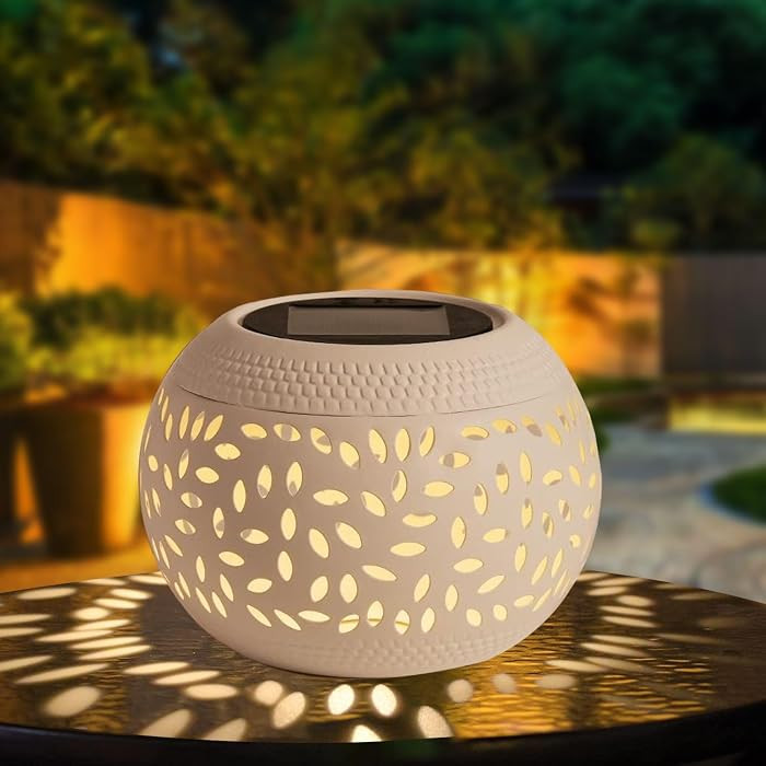 Solar Table Lanterns Outdoor Waterproof - LED Lamp White Metal Tabletop Light Solar Powered Decor... | Amazon (US)