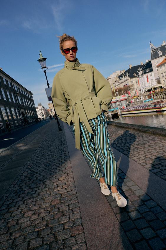 HIGH COLLAR BELTED JACKET | Zara US