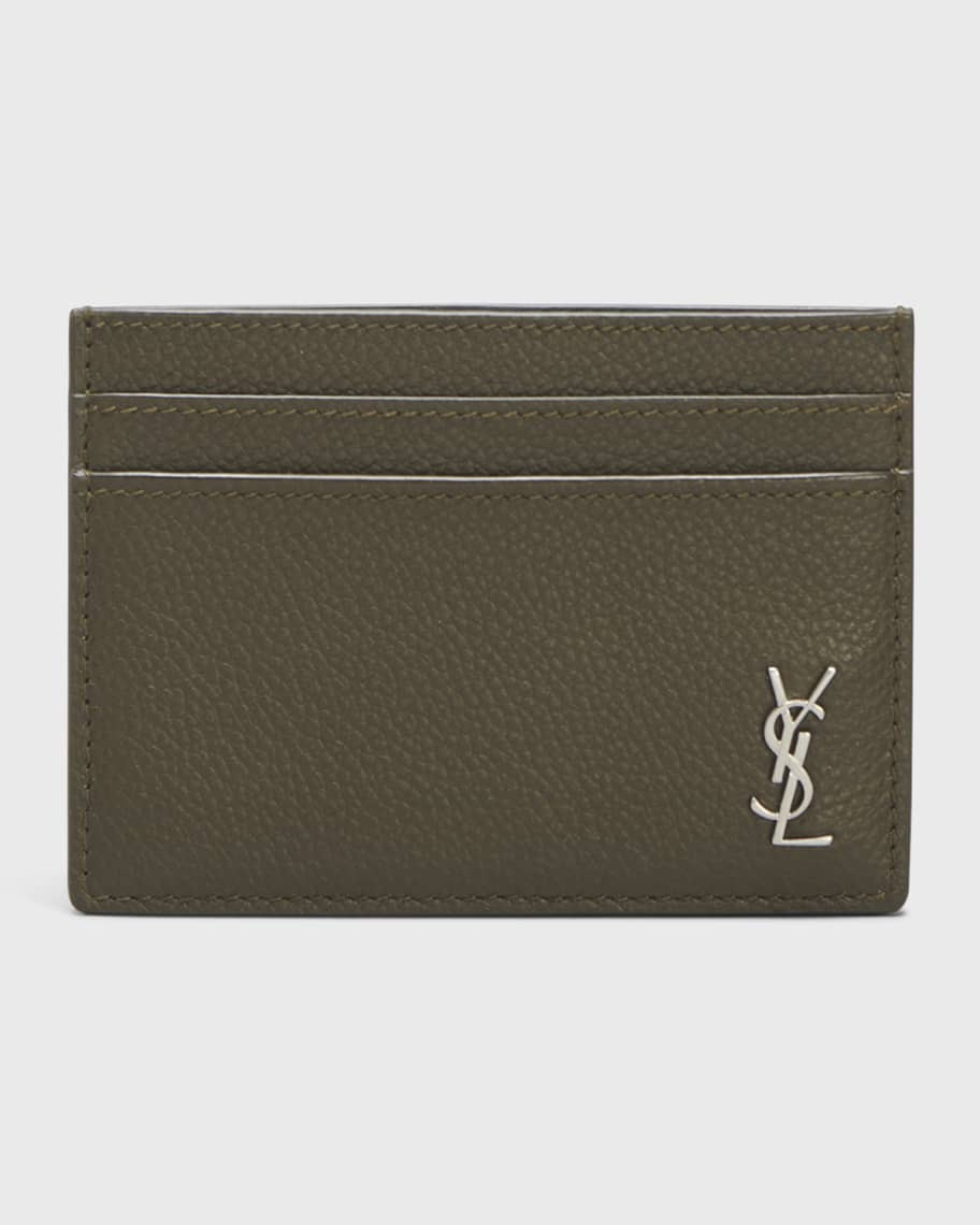 Men's Monogram Plaque Leather Card Holder | Neiman Marcus