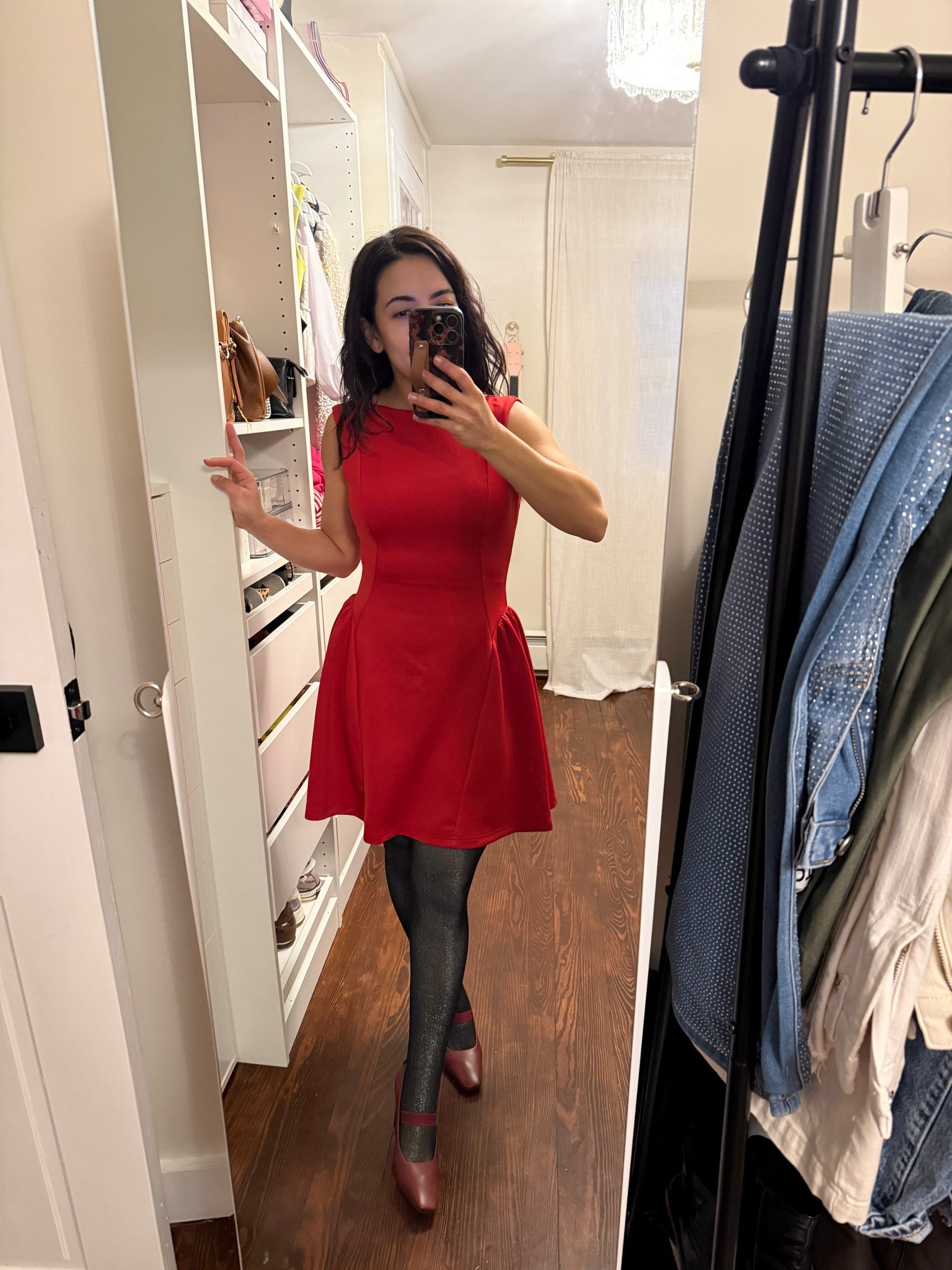 Petite friendly Amazon Christmas dress. Low back and high neck. Sparkle fleece tights. 

#LTKSeasonal #LTKPetite #LTKHoliday