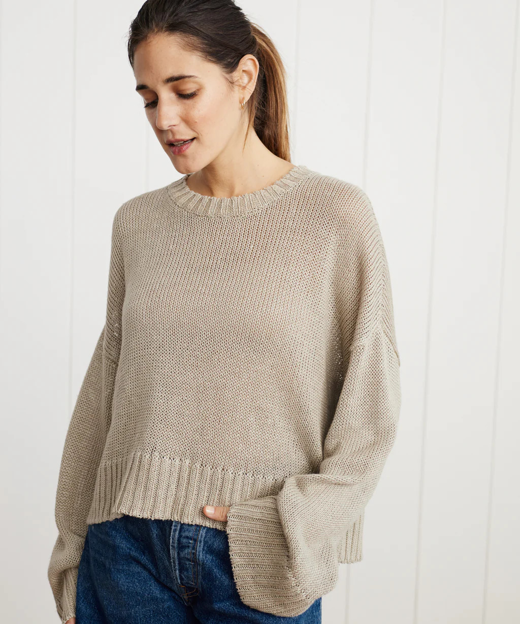 Cropped Linen Crewneck | Jenni Kayne