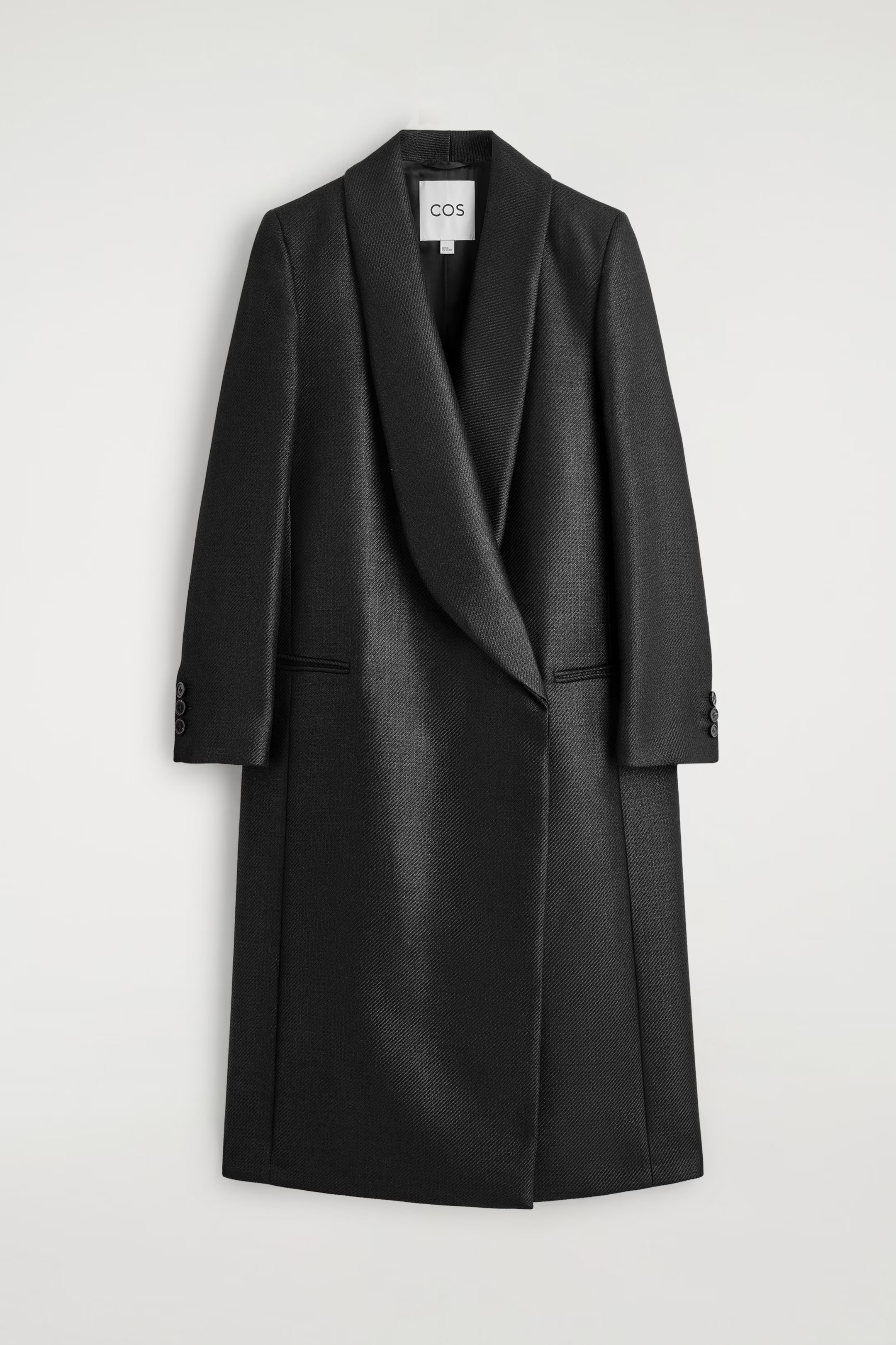 TAILORED METALLIC WOOL-BLEND LONG COAT - BLACK | COS GB | COS UK