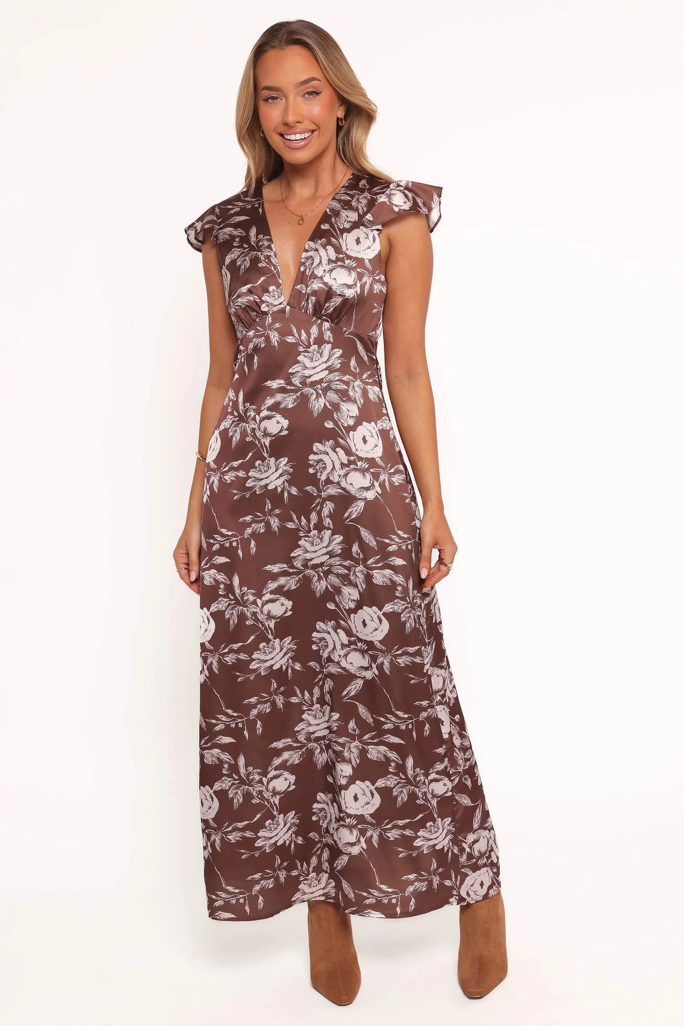 Solara Maxi Dress - Brown Floral Print | Petal & Pup (US)