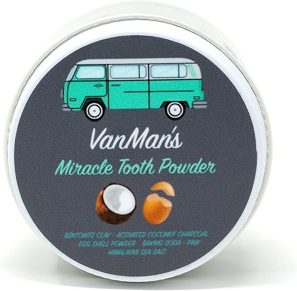 Vanman’s Miracle Tooth Powder (2 oz) - Tooth Cleaning Powder w/Coconut Charcoal, Egg Shell Powd... | Amazon (US)