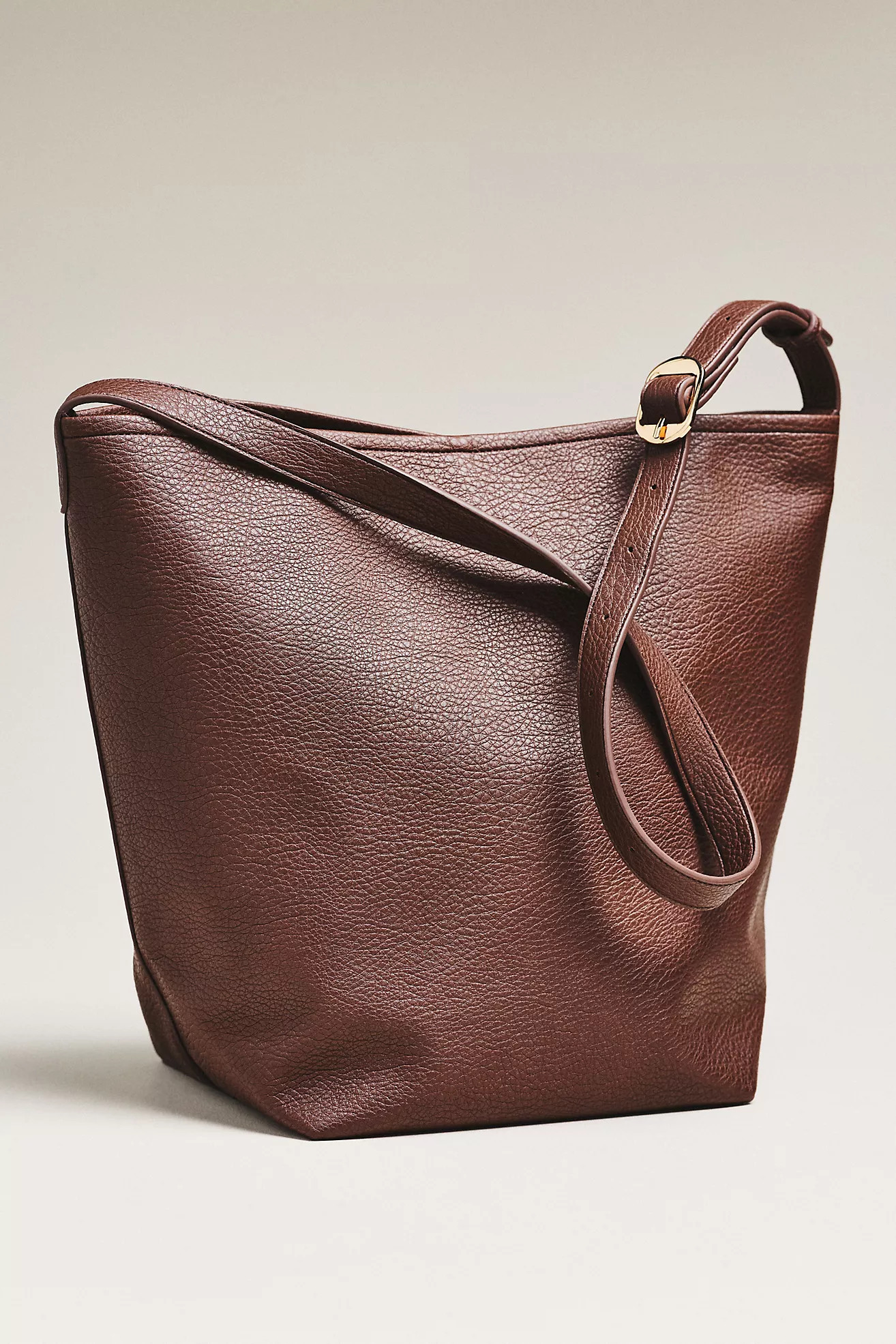 Vegan Leather Buckle-Strap Bucket Bag | Anthropologie (US)