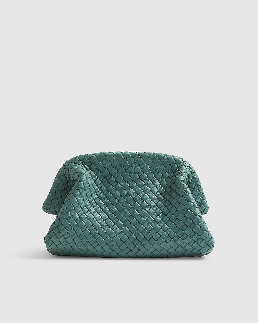 Blue Premium Small Leather Woven Clutch Bag | River Island UK & IE