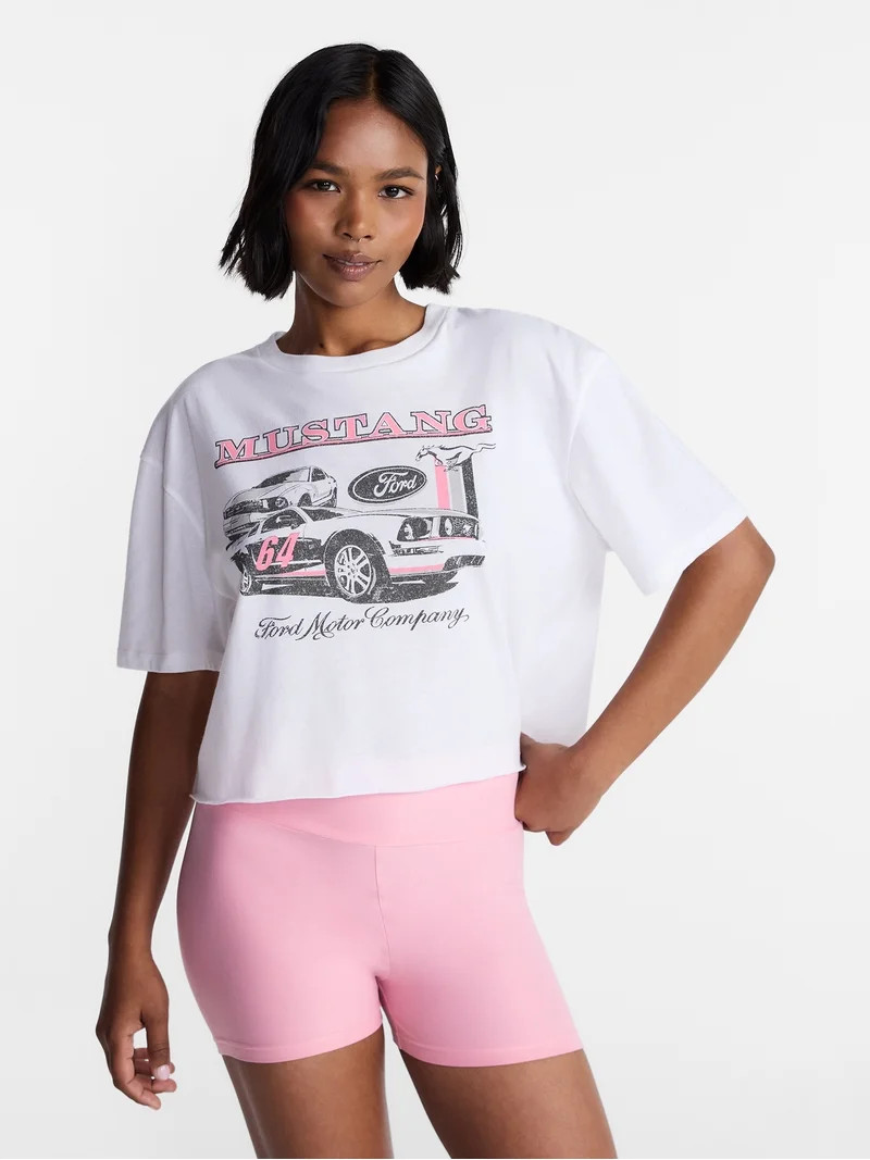 No Boundaries Ford Mustang Graphic Boyfriend Tee, Women's XXS-XXL | Walmart (US)