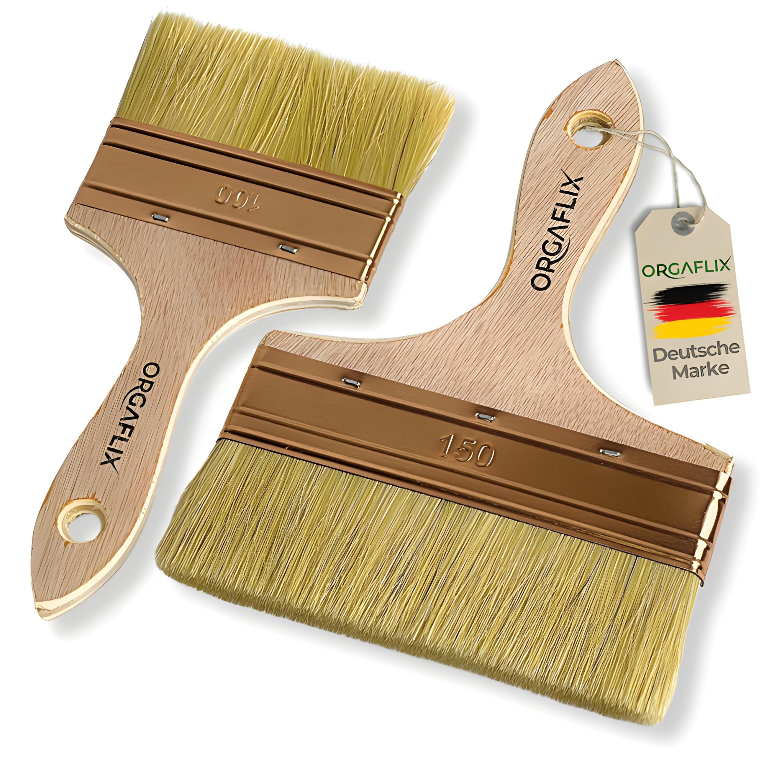 ORGAFLIX Flächenstreicher 150mm + 100mm für Öl, Lacke, Lasur, Beizen, Acryl, Kreidefarbe - Per... | Amazon (DE)