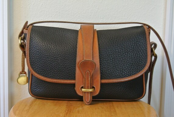 Vintage handbag, Dooney & Bourke All Weather Leather Cross Body Shoulder Bag Black and Brown with... | Etsy (US)