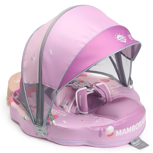 Mambobaby Float Add Tail Baby/Infant Swim Float with Canopy, Non-Inflatable Solid Upgrade Soft Waterproof Skin-Friendly Leather Material (Limited Edition Purple) | Amazon (US)