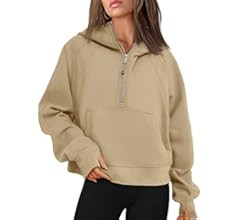 Trendy Queen Women Half Zip Cropped Hoodies Oversized Fleece Quarter Zip Up Pullover Sweatshirts ... | Amazon (US)