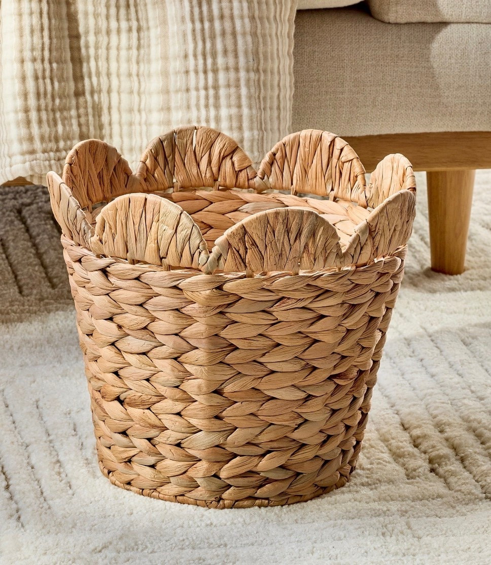 The Better Homes & Gardens Round Scalloped Rim Water Hyacinth Basket is the perfect option to implement in your space while concealing clutter. This handwoven basket features a trendy scalloped rim, round shape and water hyacinth material. The natural color looks lovely in any indoor space. Use this basket with your favorite artificial floral or plant to create a luxurious look.

#LTKSeasonal #LTKValentine #LTKHome