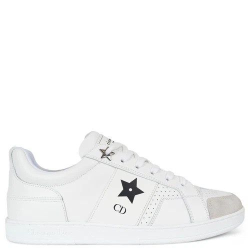71732 auth CHRISTIAN DIOR white leather & suede STAR LOW TOP Sneakers Shoes 37.5 | eBay US