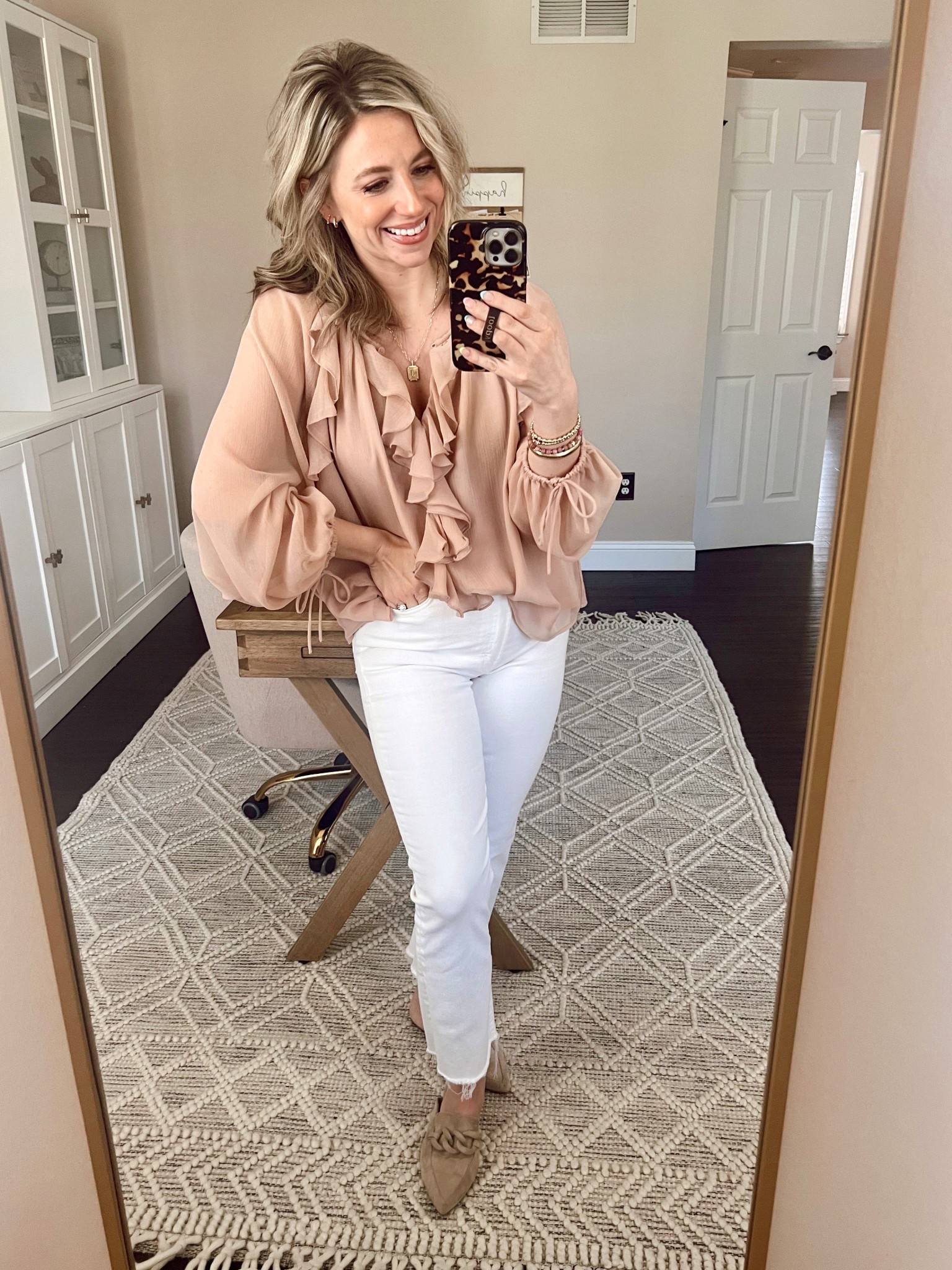 This blouse!! So pretty. Sized down to a small. Super light weight and flowy, perfect for spring. Wearing a 28 in these stretchy white jeans.

Blouse, loft, mother denim, white denim, sale tops, sale fashion, pink tops, gold jewelry, mom style

#LTKFindsUnder100 #LTKSeasonal #LTKFindsUnder50