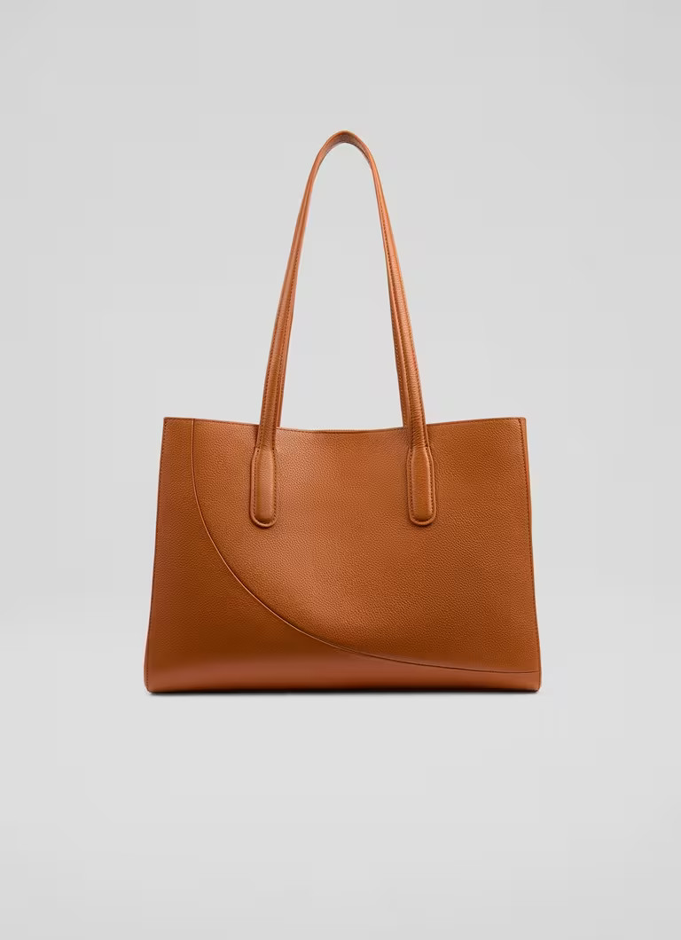 Olivia Tan Grained Leather Oloid Tote Bag | L.K. Bennett (UK)