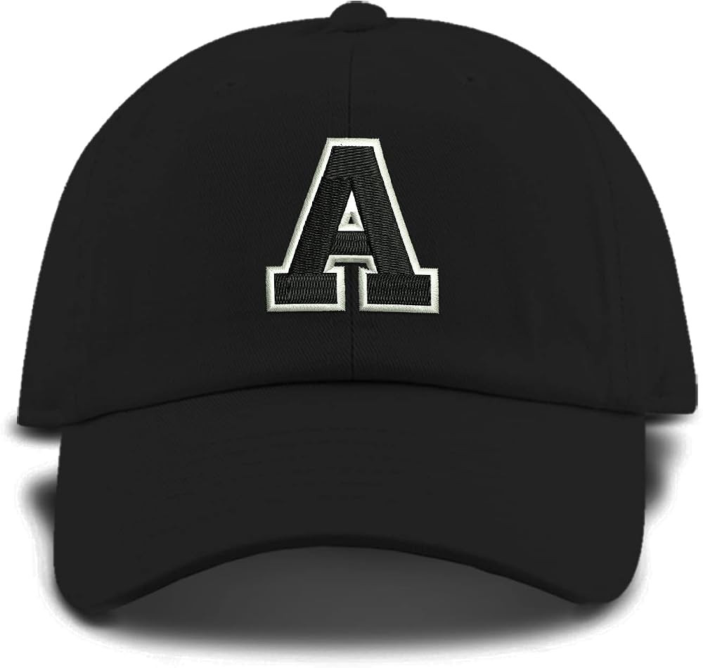 Monogram Letter or Number Baseball Cap Toddler, Youth Kids, and Adult Adjustable Black Hat with W... | Amazon (US)