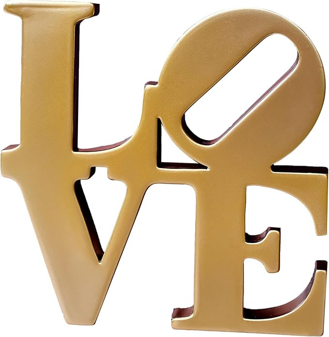 GLOBOTECH Valentines Day Gift Love Word Art Resin Décor, Gold Contemporary Style, Freestanding T... | Amazon (US)