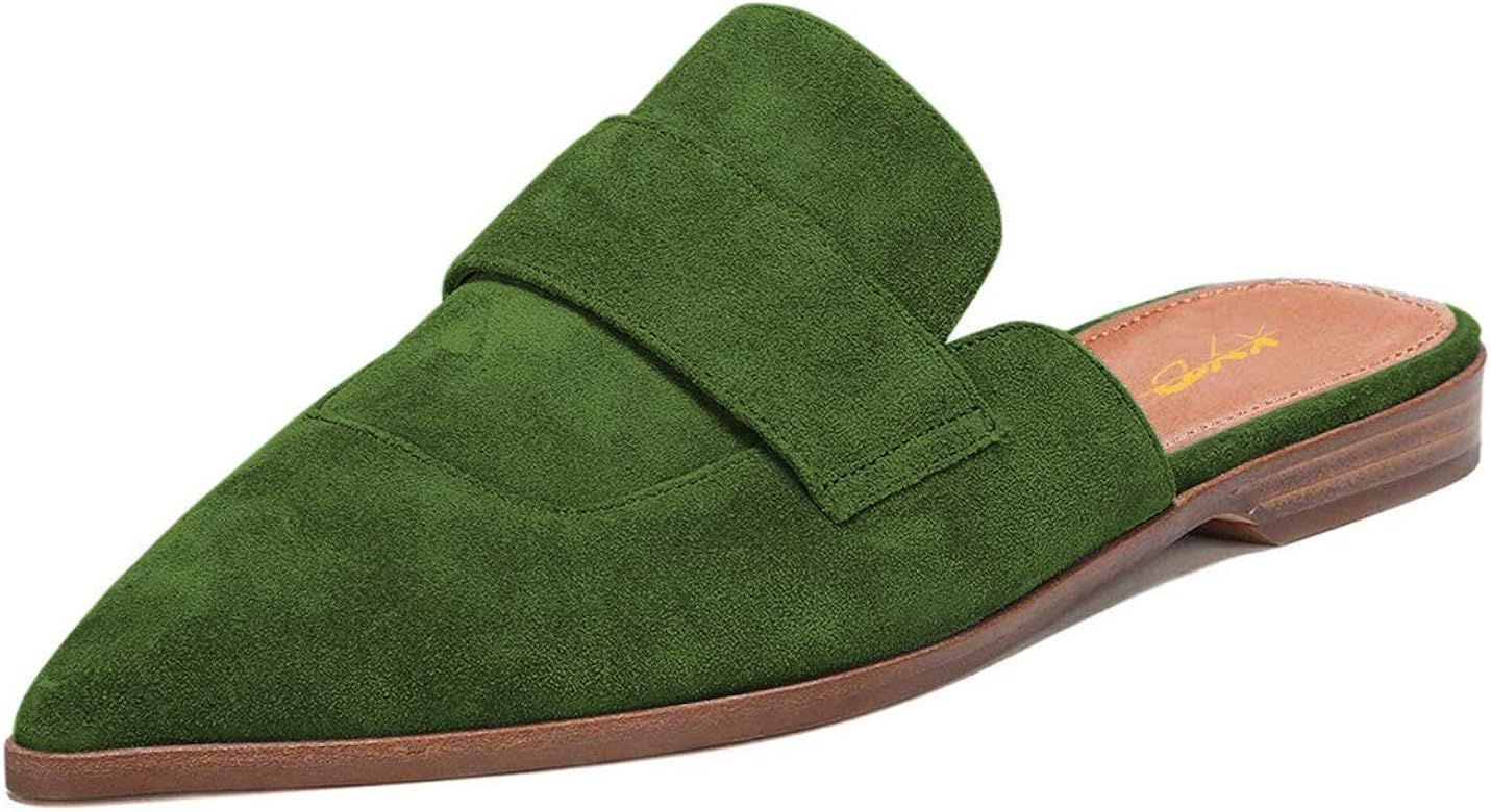XYD Womens Retro Pointed Closed Toe Mule Flats Slip On Backless Dress Sandal Slides Comfortable C... | Amazon (US)