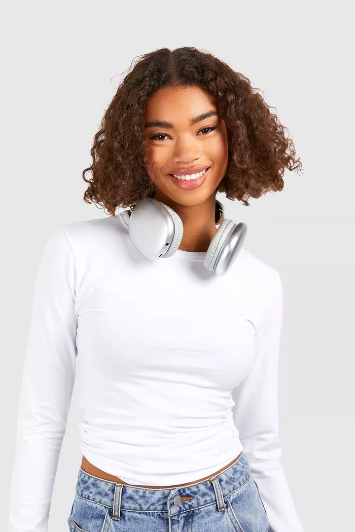 White Tall Basic Cotton Long Sleeve Crew Neck Top | Boohoo.com (UK & IE)