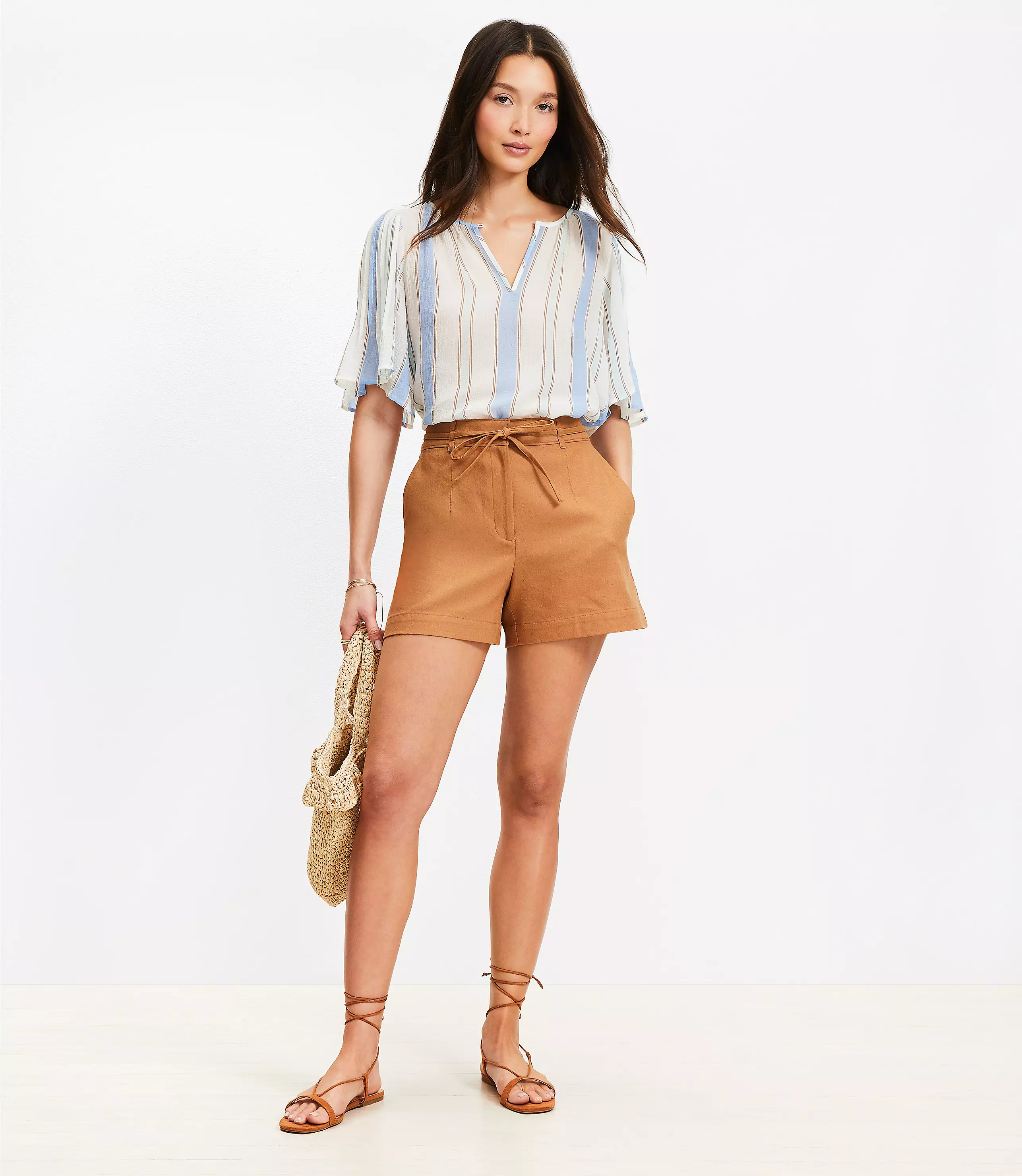 Belted Shorts in Twill | LOFT