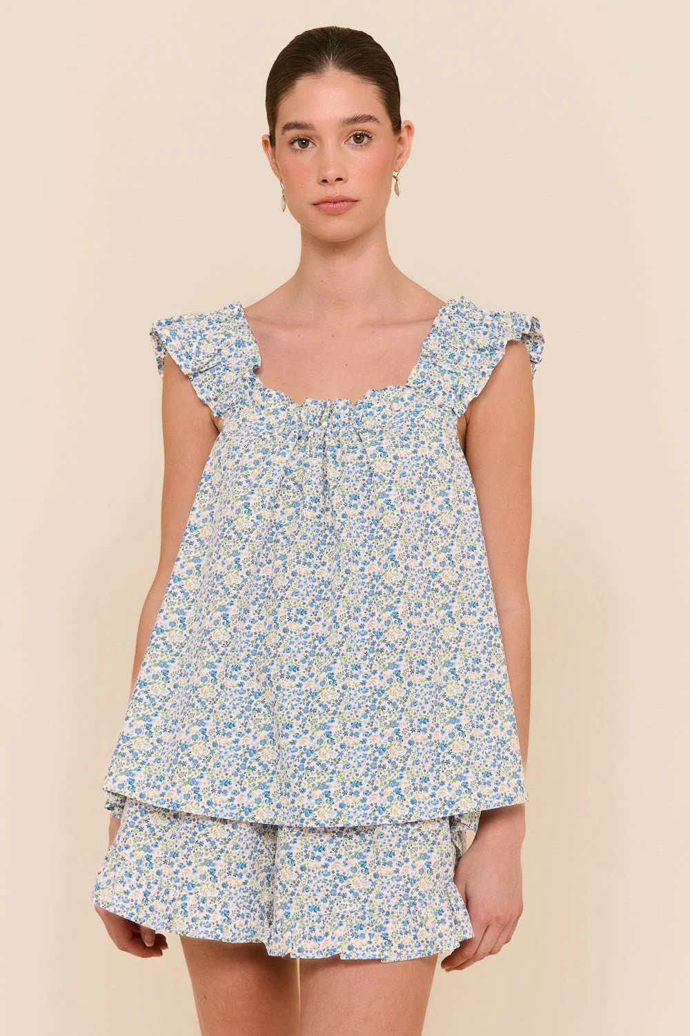 Nicolette Sleep Set - Cotton - Floret Blue | Piyama US