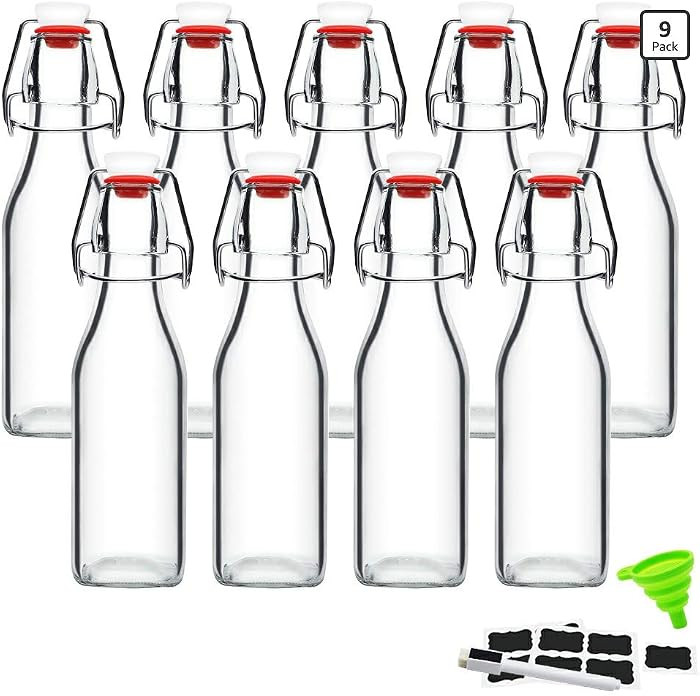 ZEBEIYU Swing Top Glass Bottles 8 oz with Airtight Lids for Home Brewing, Kombucha, Kefir, Vanill... | Amazon (US)