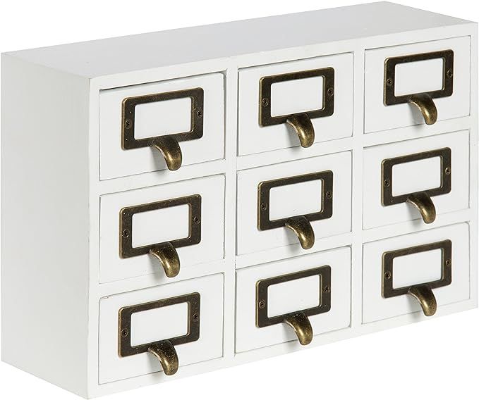 Kate and Laurel Apothecary Wood Desk Drawer Set, 9 Drawers, White | Amazon (US)